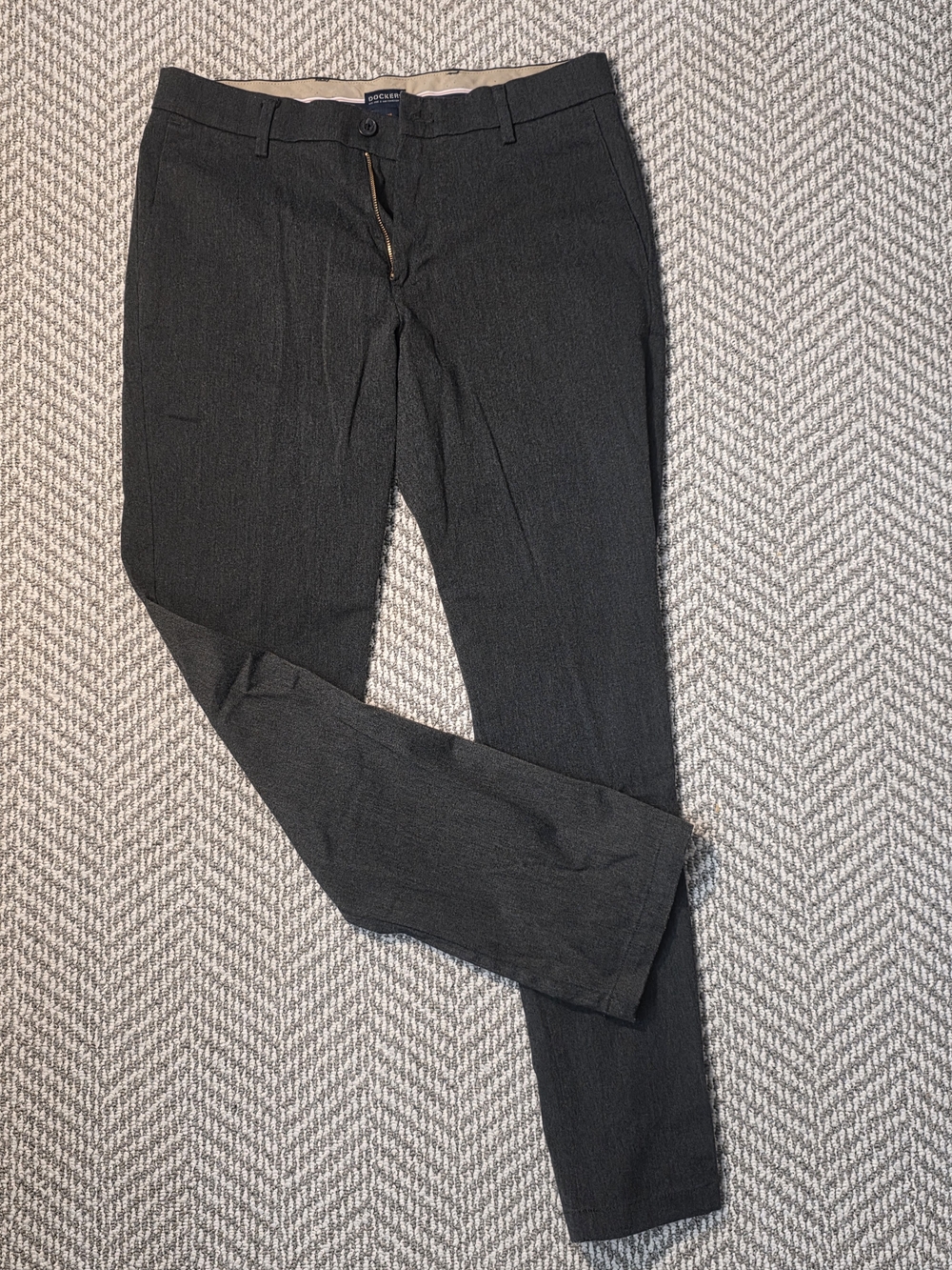 Dockers Slim Fit Chinos Charcoal Grey Dress Pants Mens 33x30 Trousers Workwear